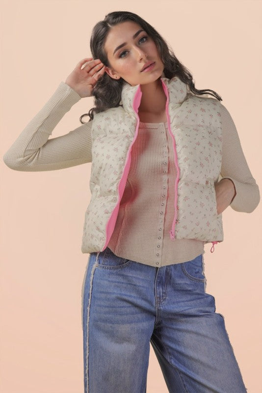 Floral Puffer Vest