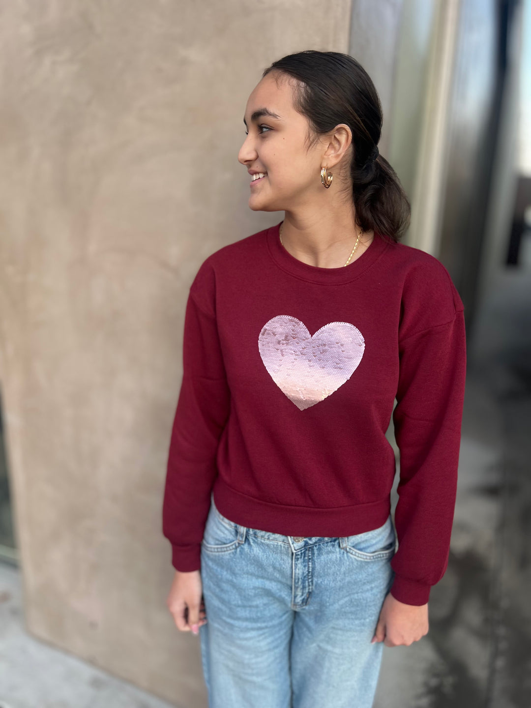 Sequin Heart Sweatshirt