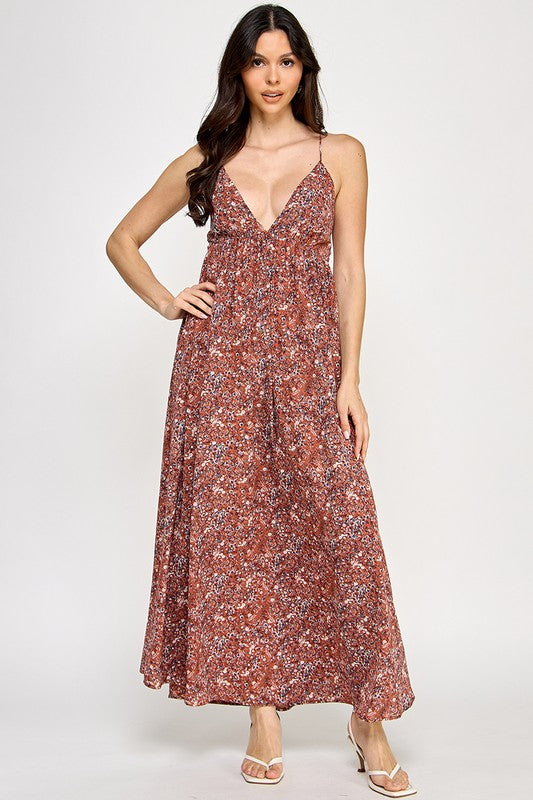 Boho Rust Floral Maxi