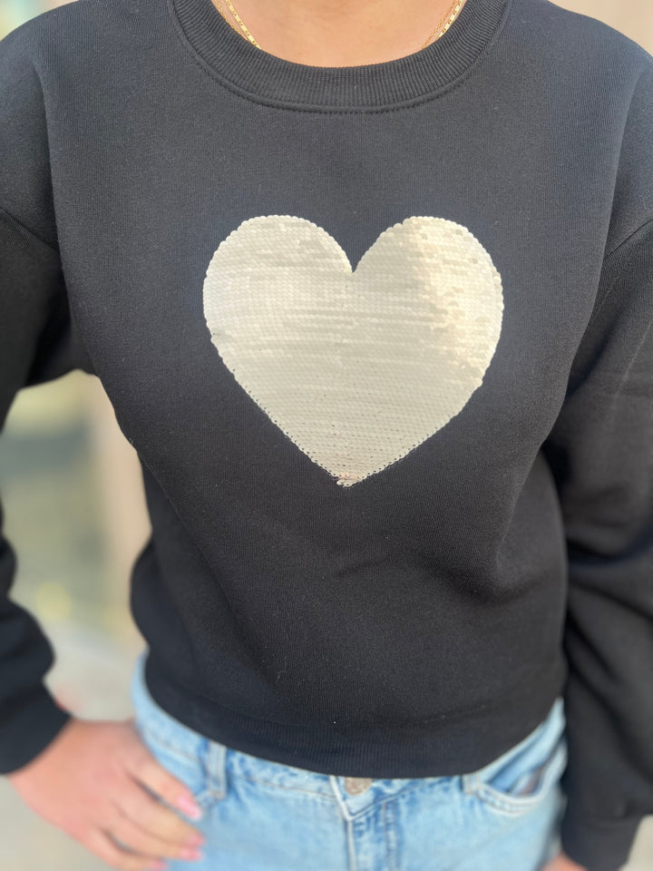 Sequin Heart Sweatshirt