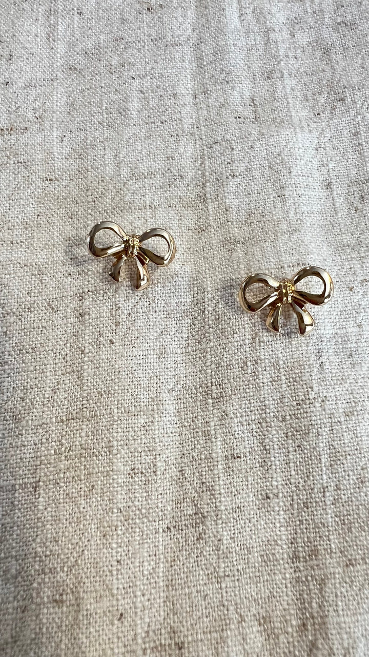 Golden Bow Stud Earrings