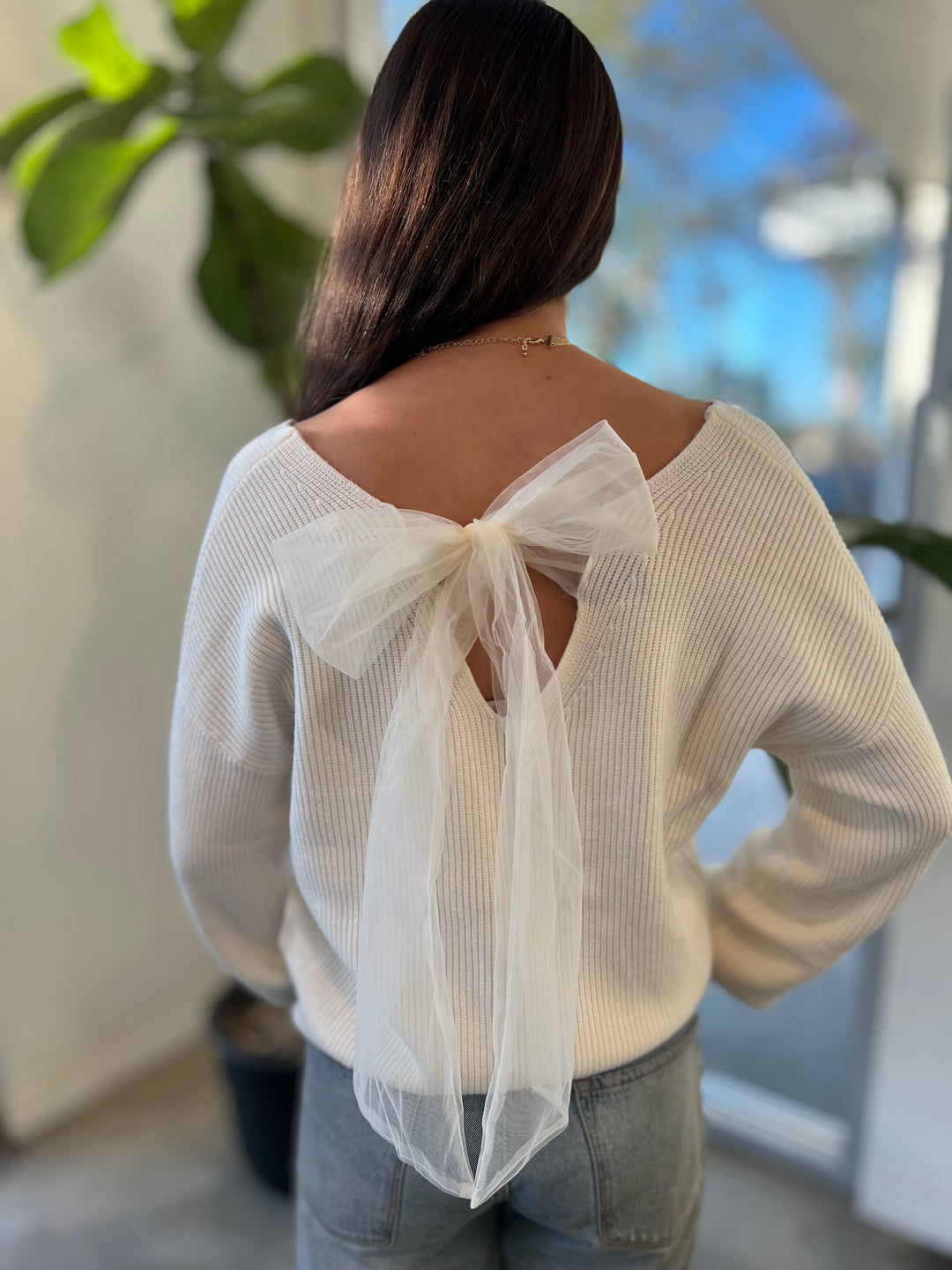 Elegant Bow-Back Sweater