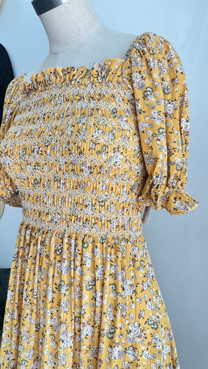 Mustard Floral Midi