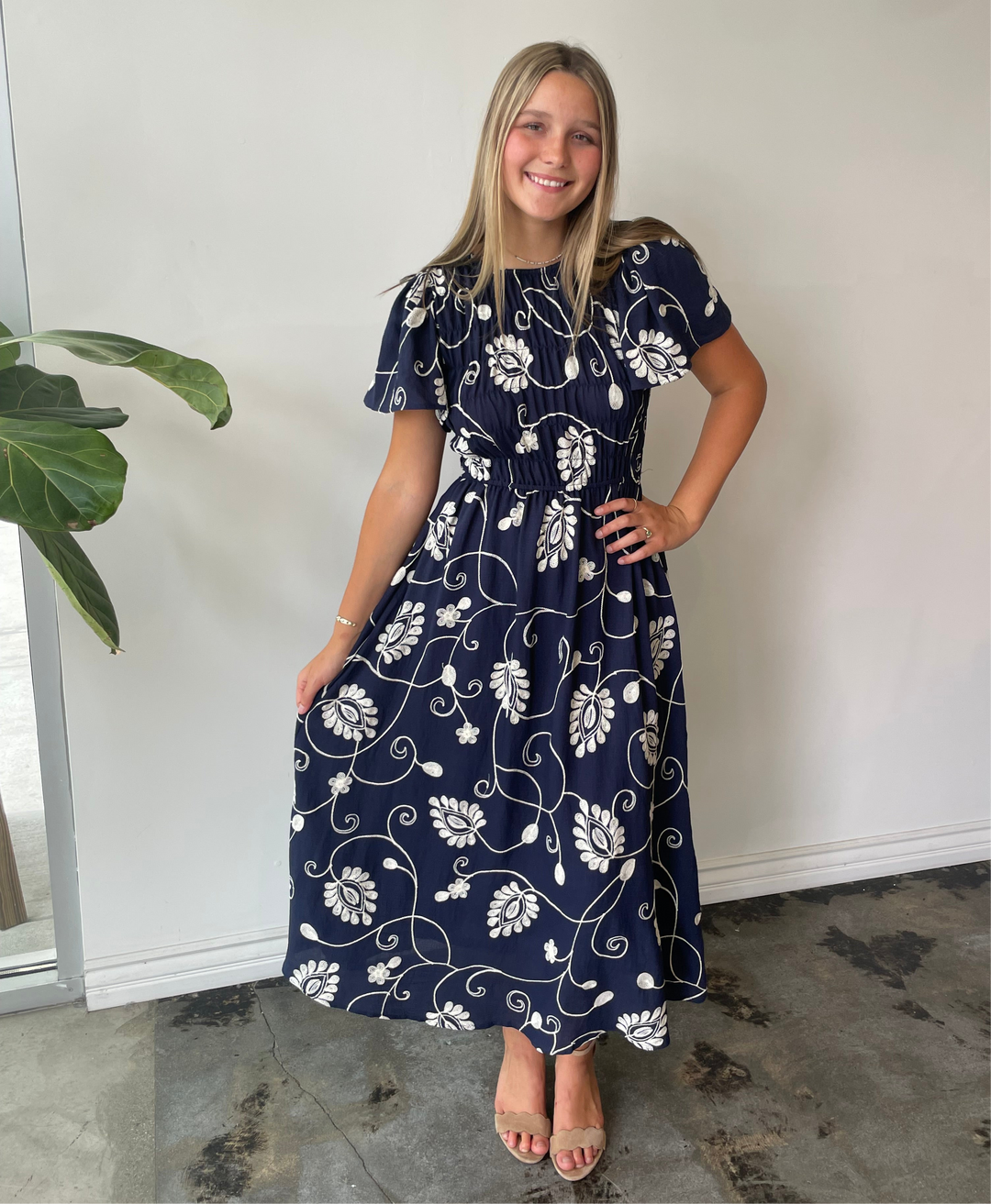 Midnight Bloom Embroidered Dress