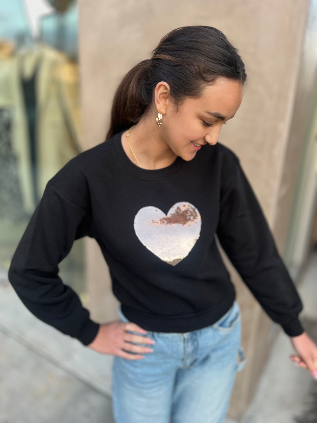 Sequin Heart Sweatshirt