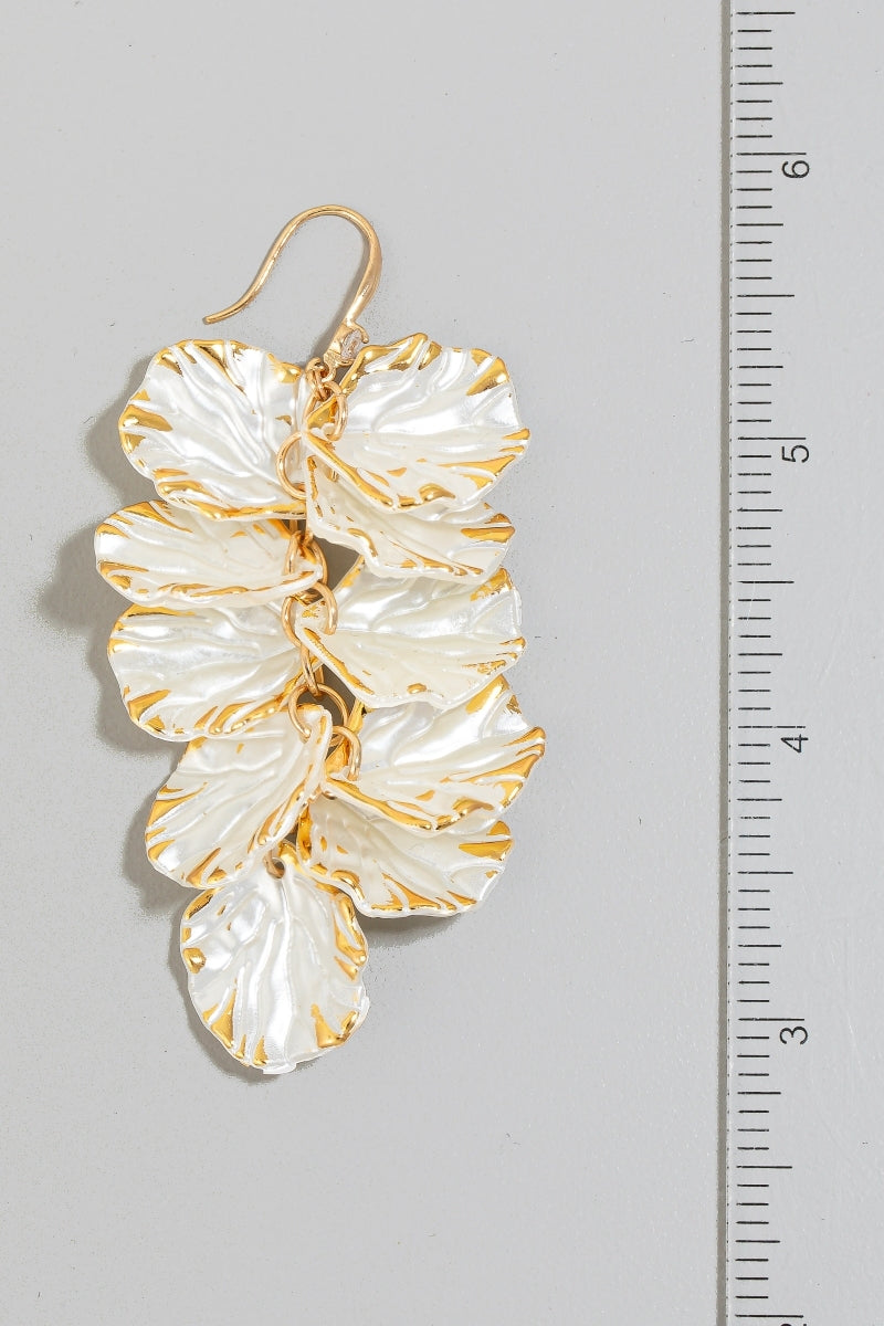 gold pearl petal earrings