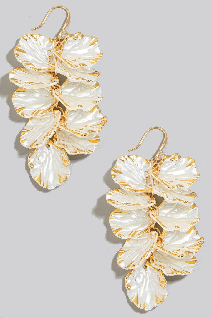 gold pearl petal earrings