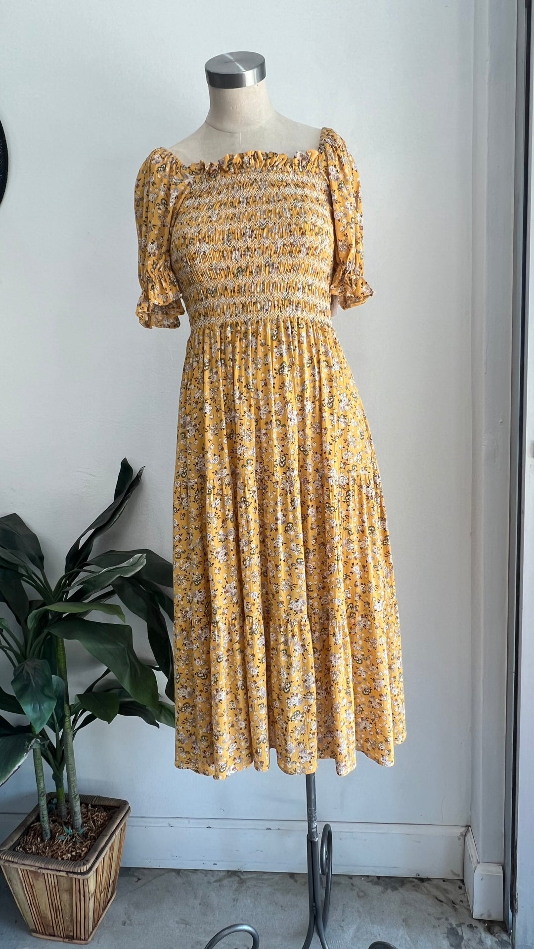 Mustard Floral Midi