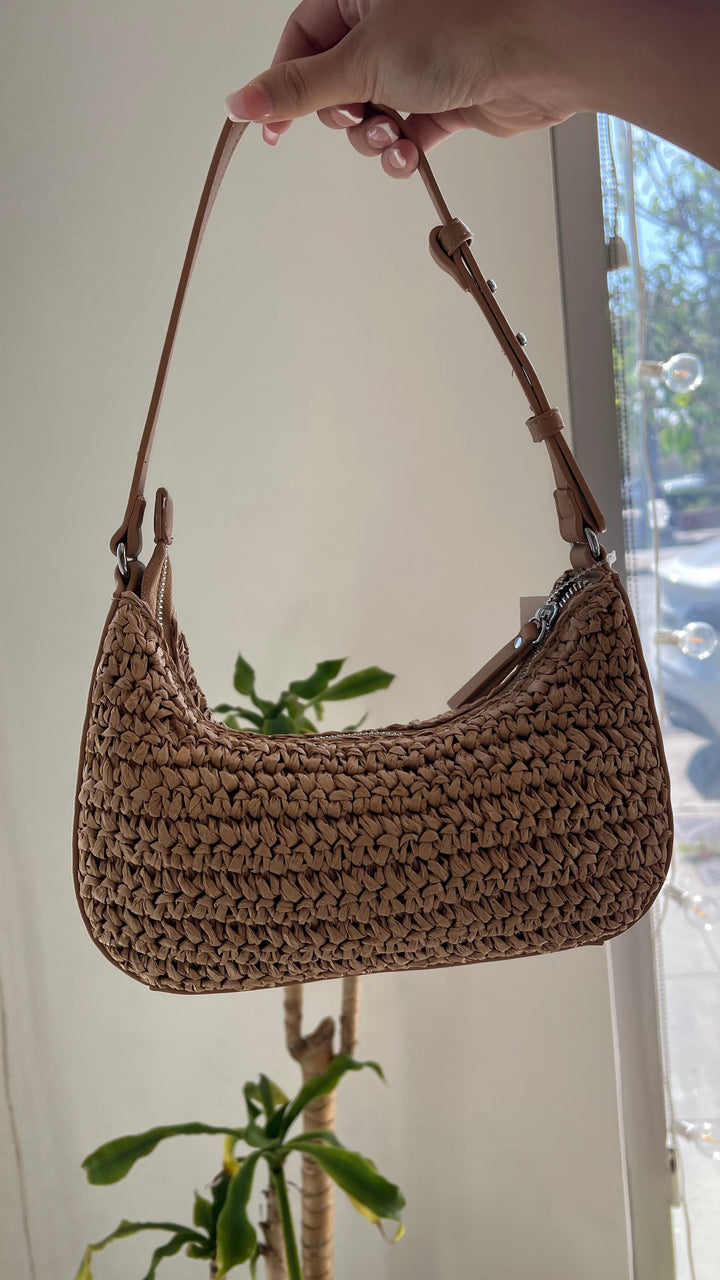 Tan Straw Woven Bag