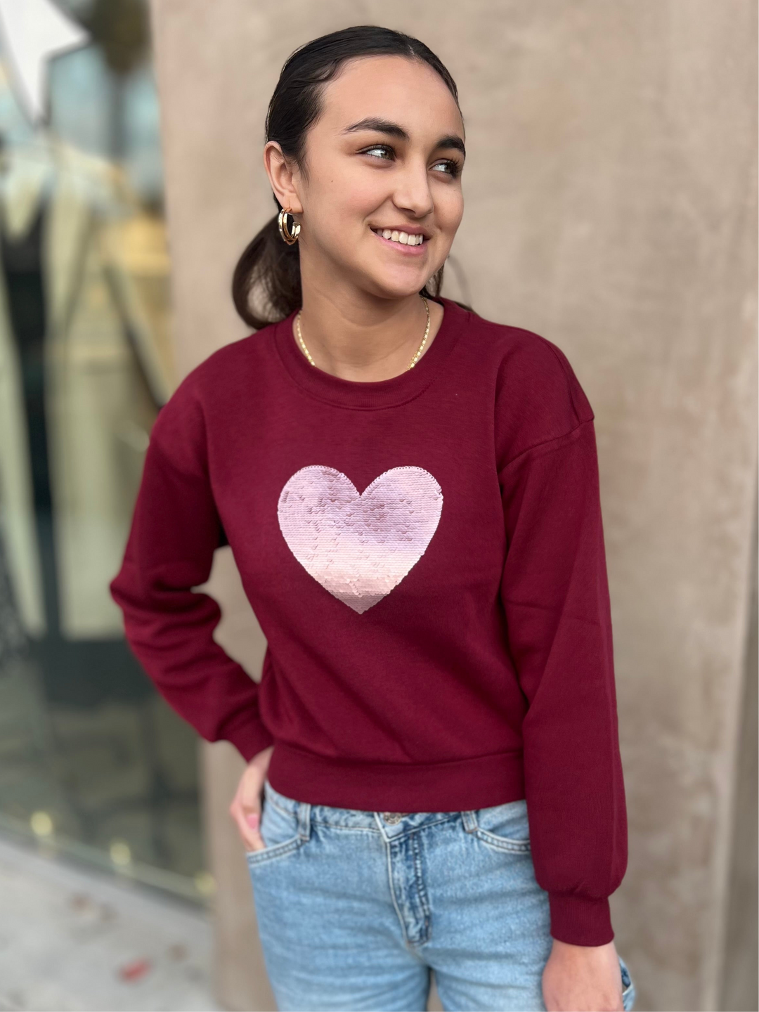 Sequin Heart Sweatshirt