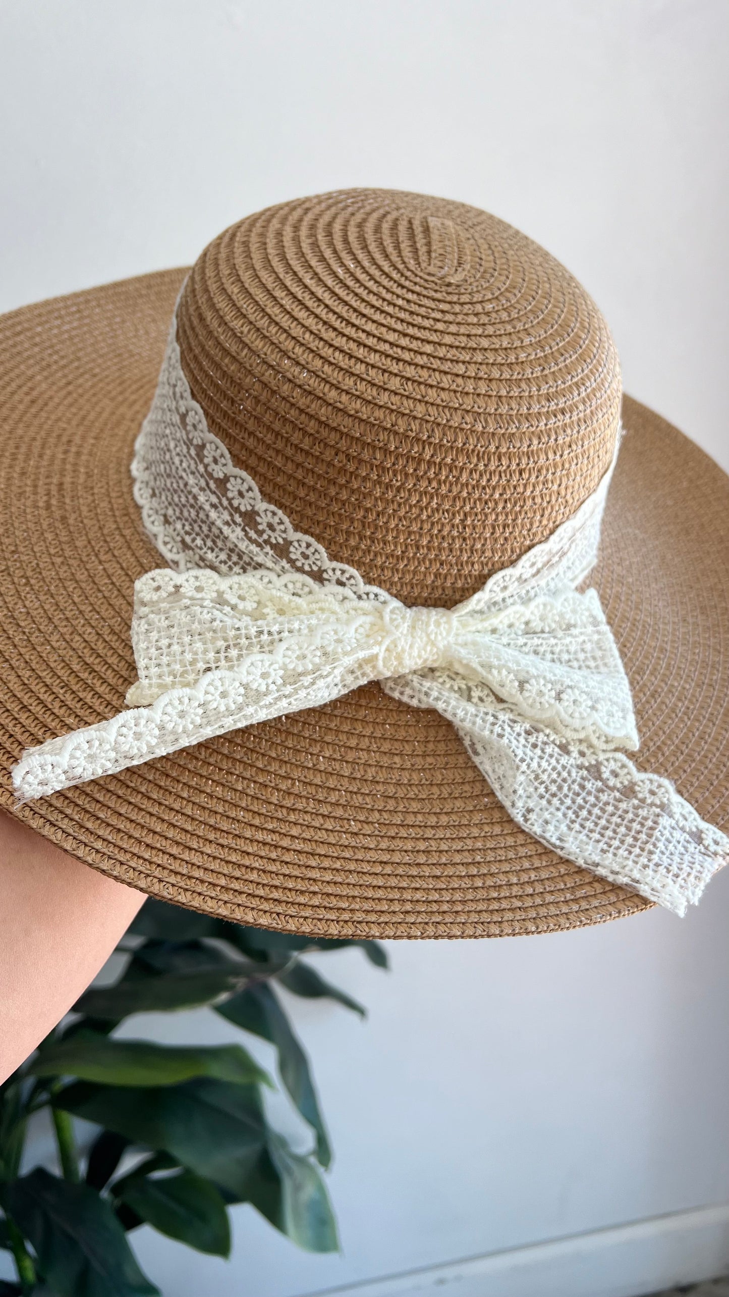 Lace trim hat