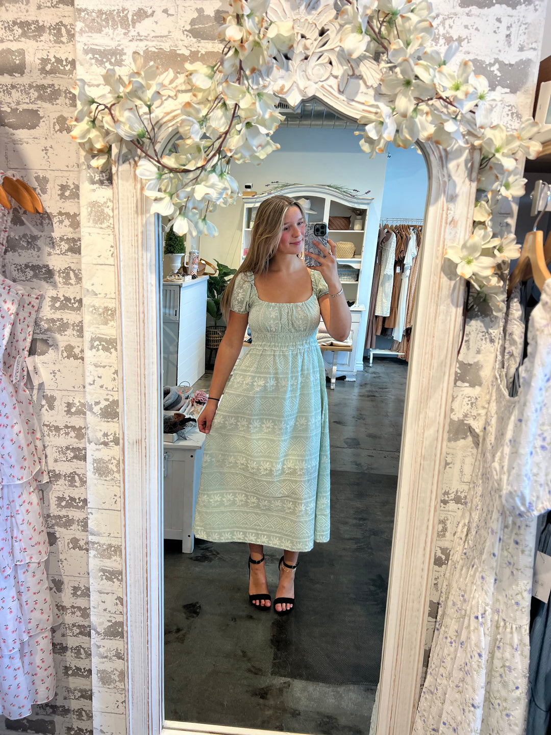 Sage Meadow Embroidered Midi Dress