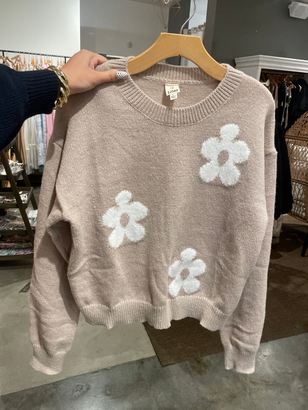 Tan flower sweater