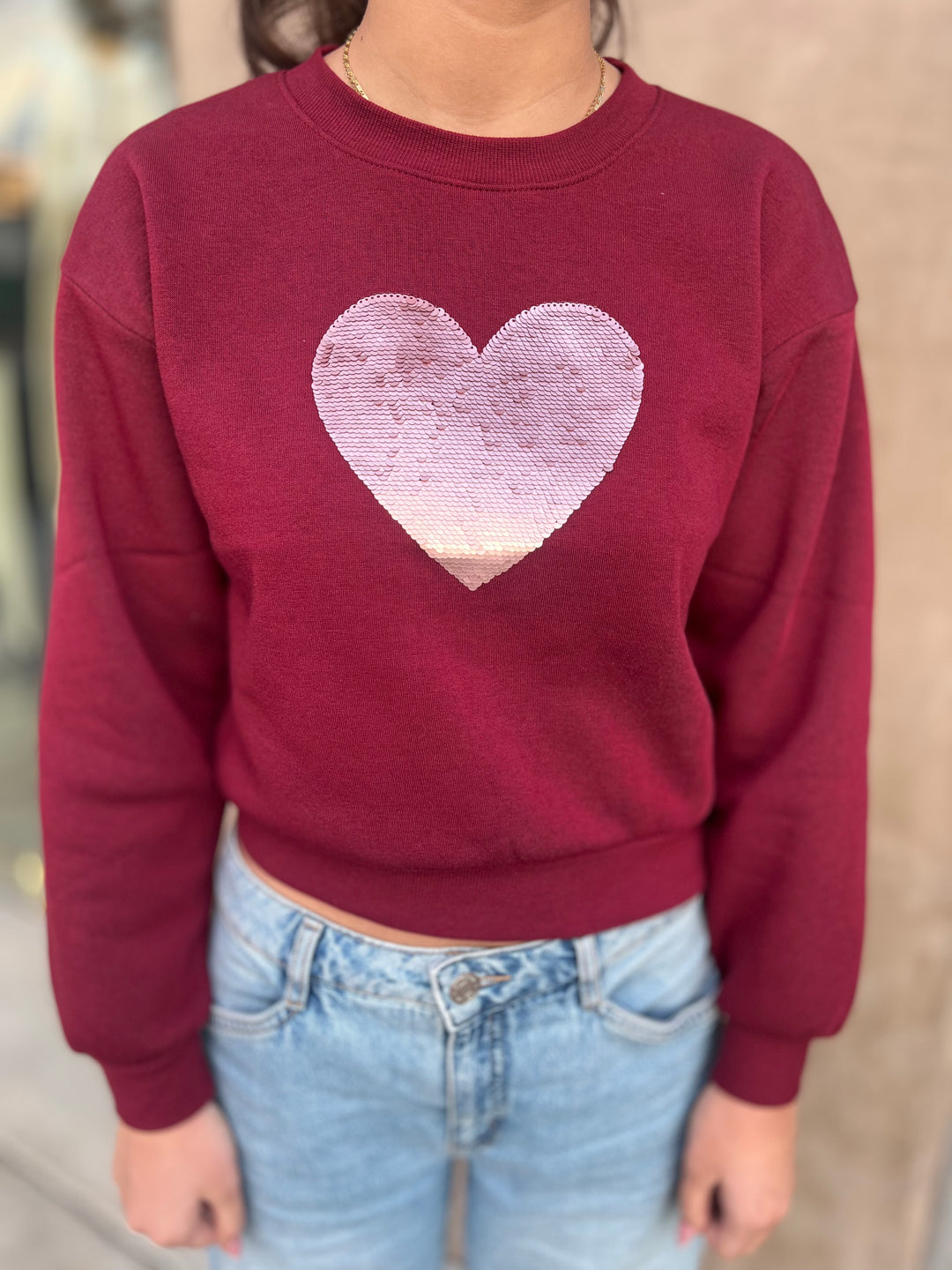 Sequin Heart Sweatshirt