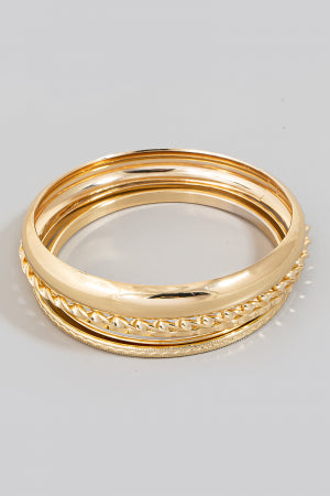 5 textured gold bangle set