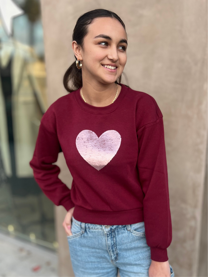 Sequin Heart Sweatshirt