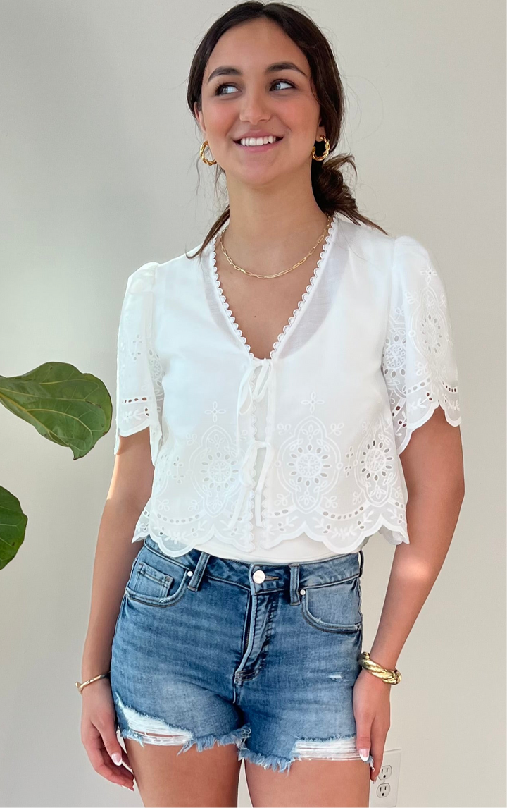 Daisy Grace Eyelet Tie Top