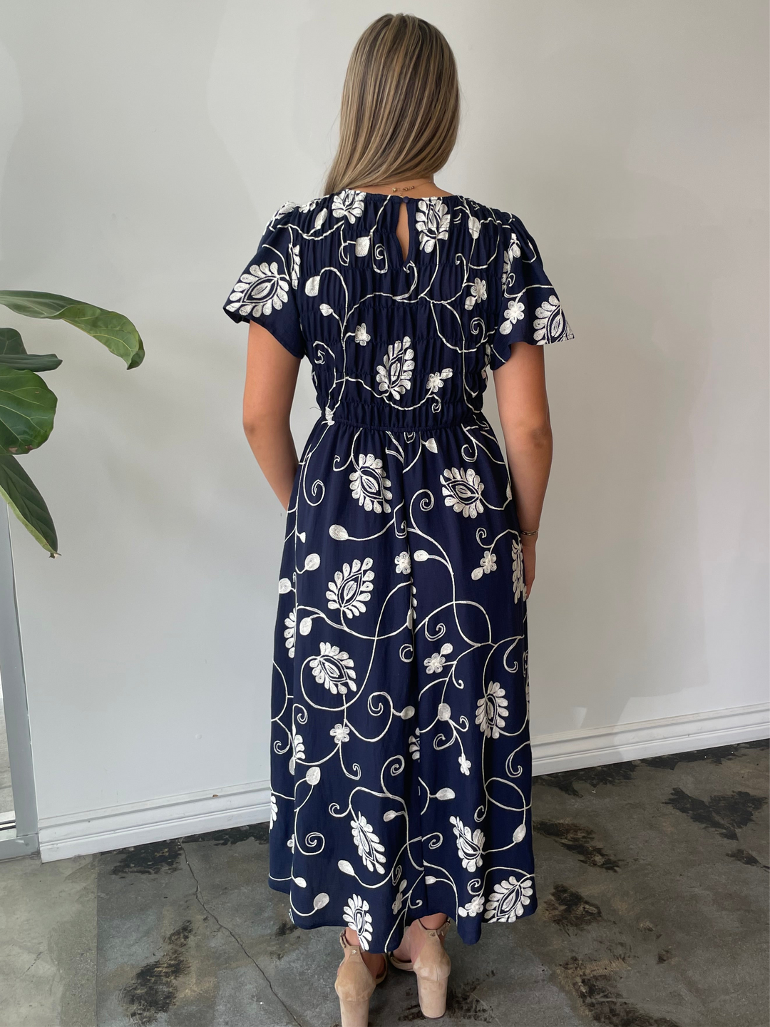 Midnight Bloom Embroidered Dress