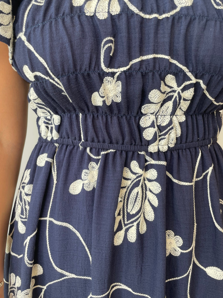 Midnight Bloom Embroidered Dress