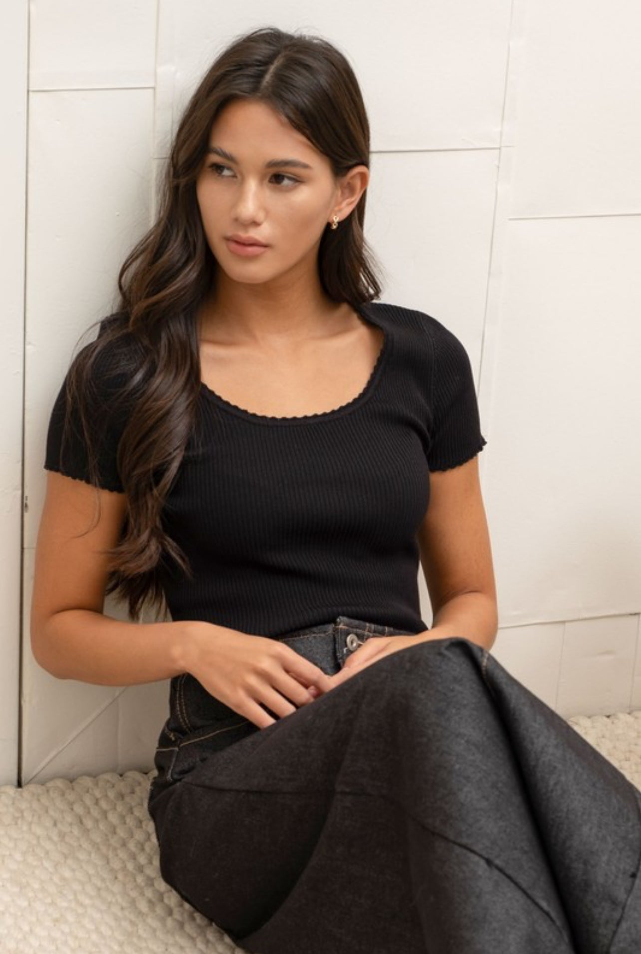 Black Scallop Top