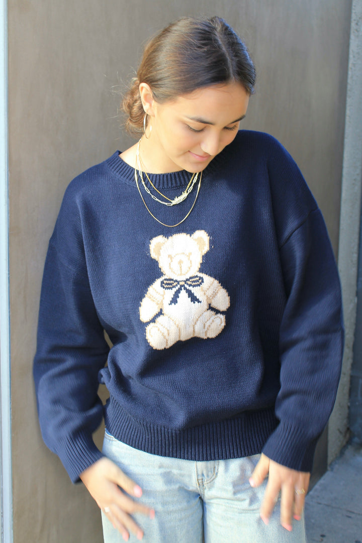 Teddy Bow Knit Sweater
