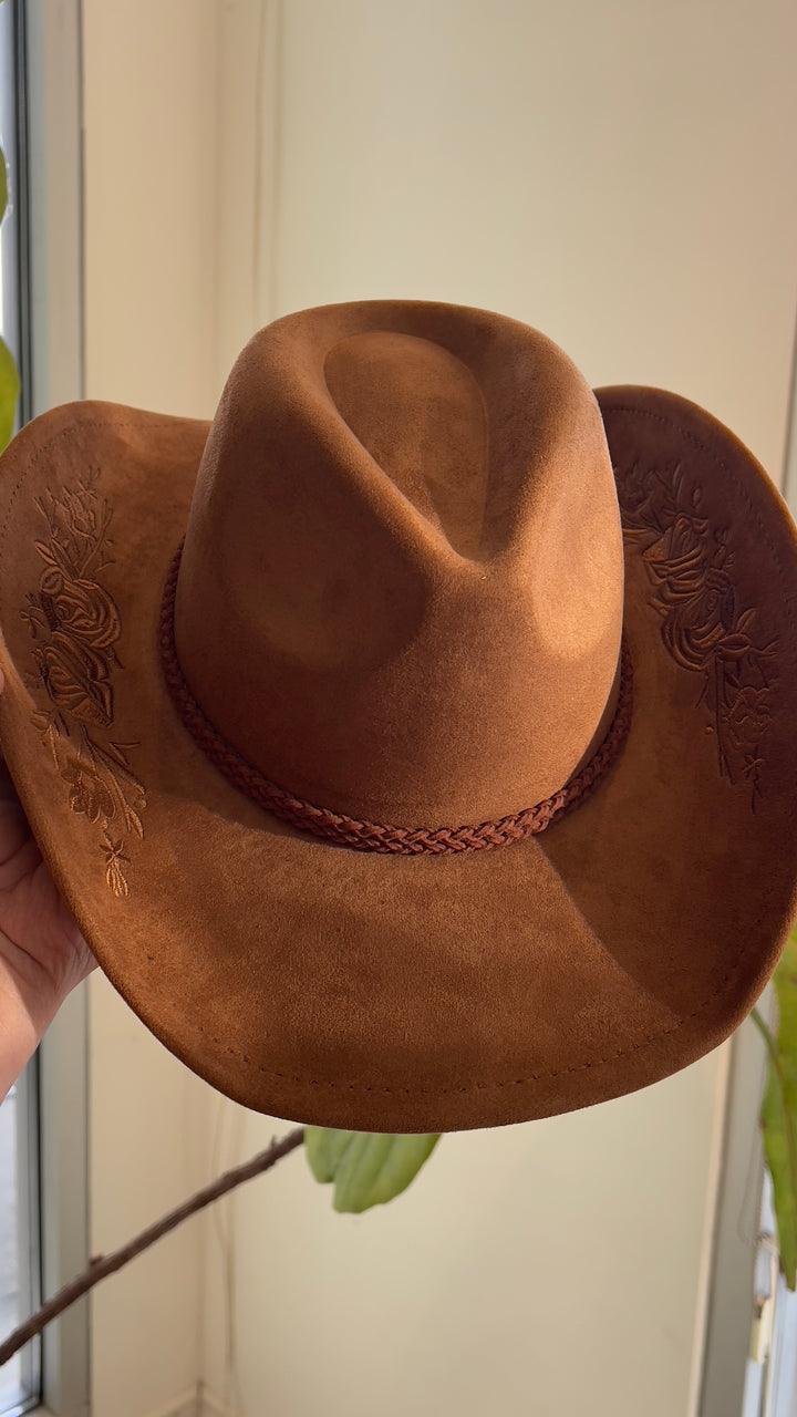 Embroidered Suede Cowboy Hat