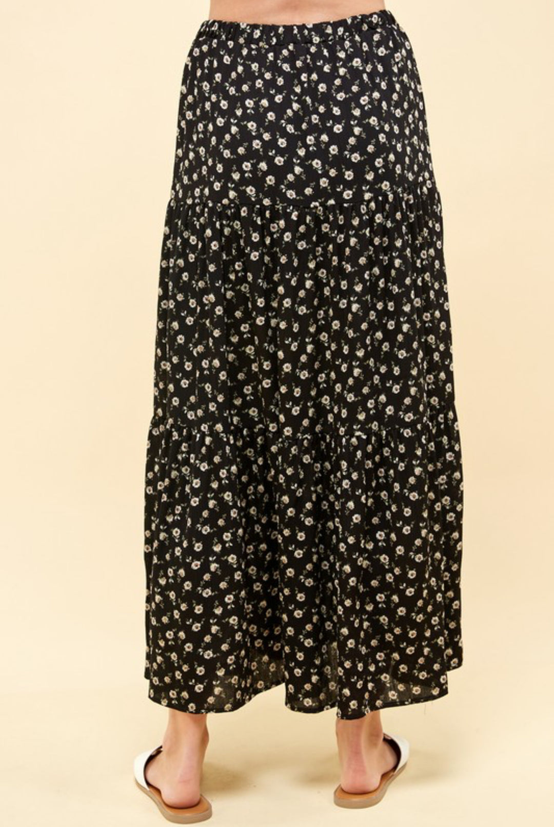 Black floral maxi skirt