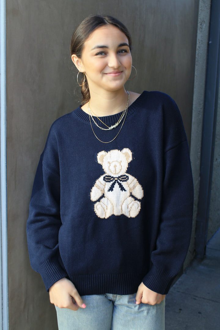 Teddy Bow Knit Sweater