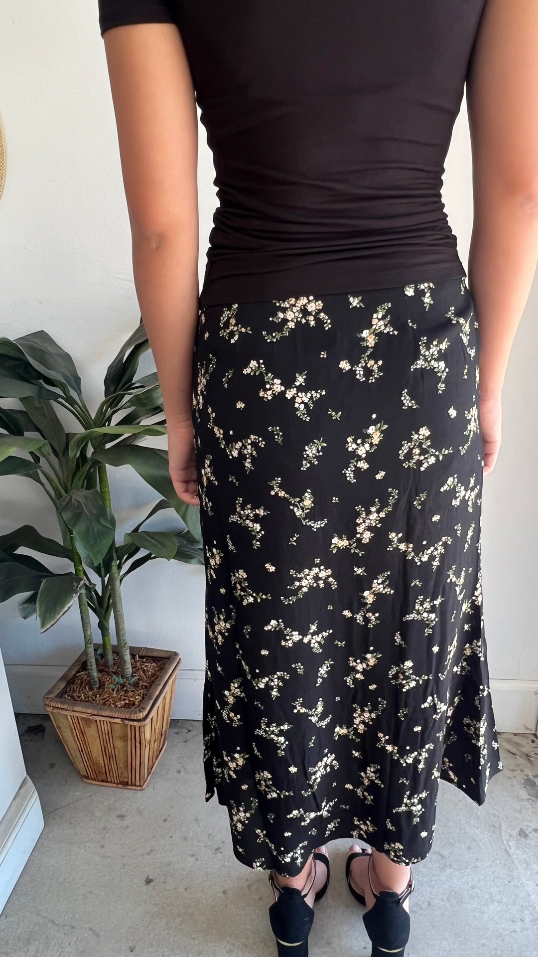 Black Floral Skirt