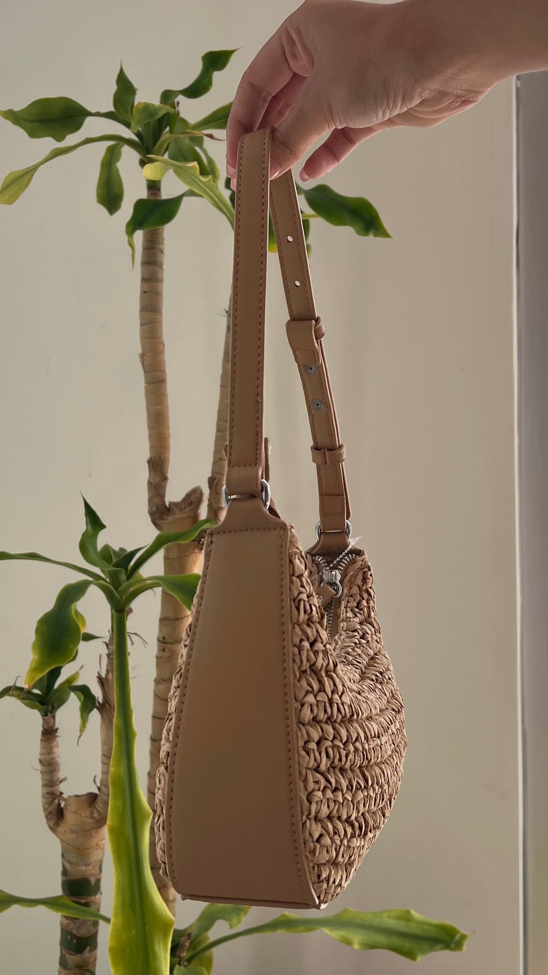 Tan Straw Woven Bag