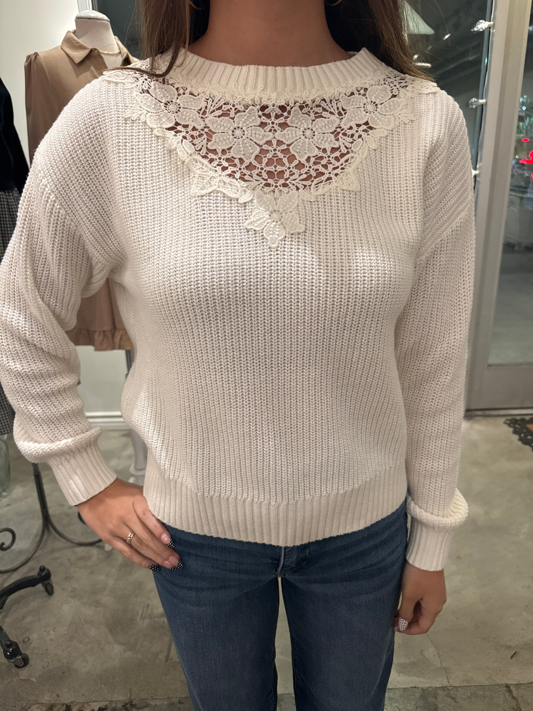White lace sweater