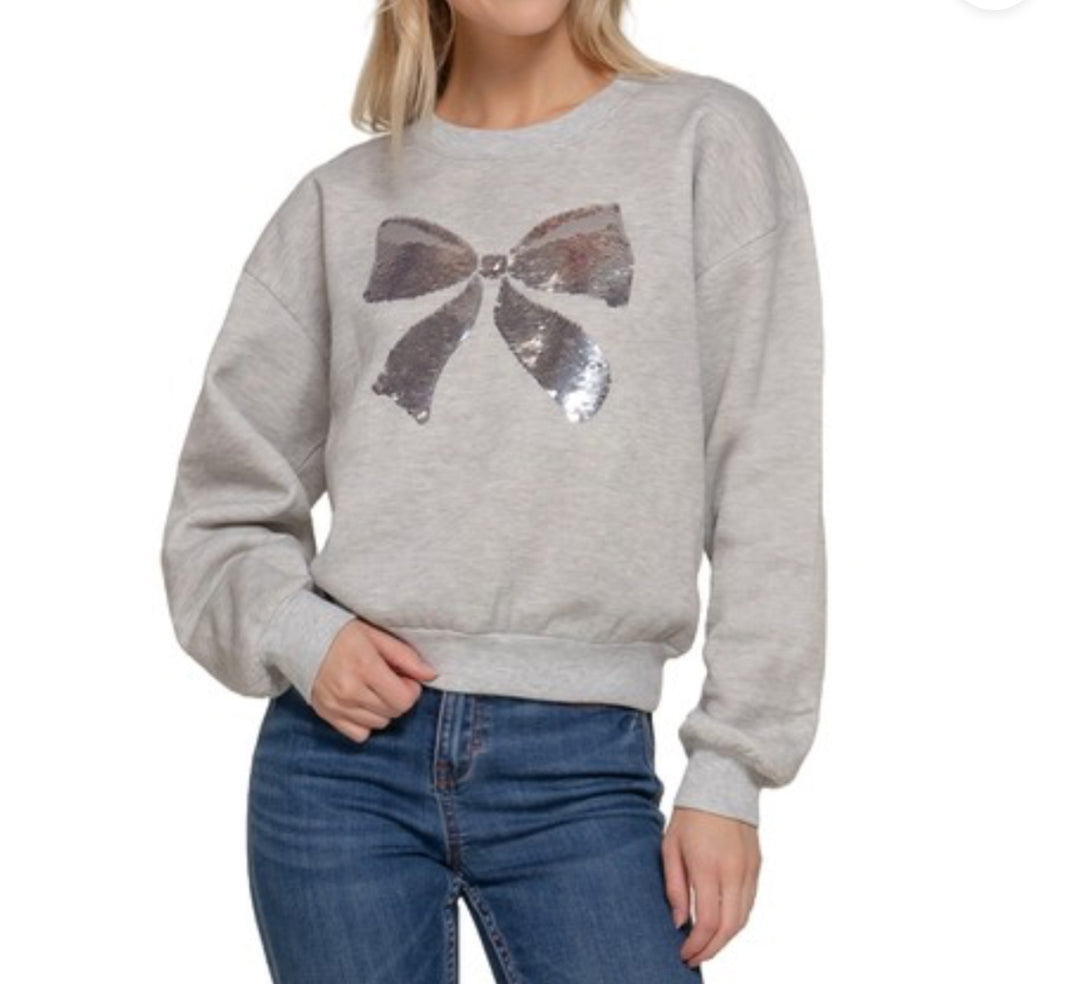 SEQUIN BOW SWEATSHIRT