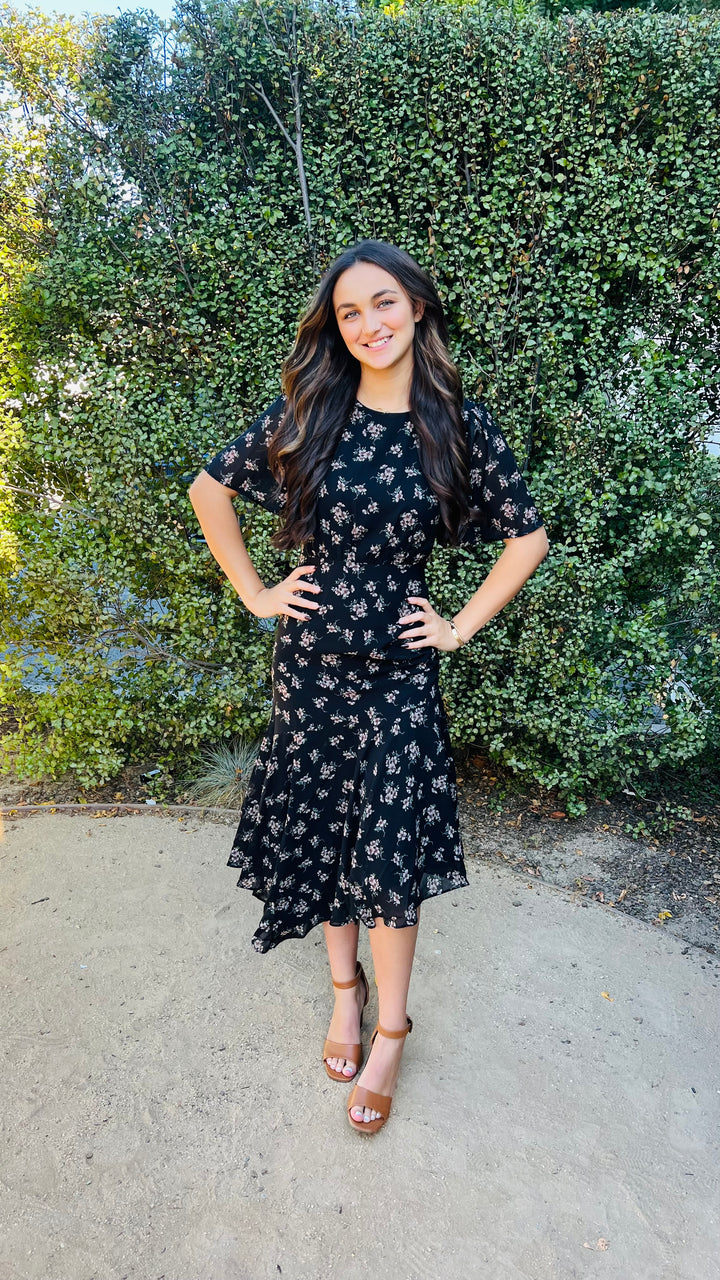 Liz’s Black Floral Dress