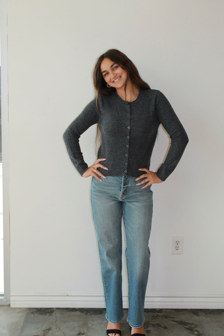 Knit Cardigan in Charcoal