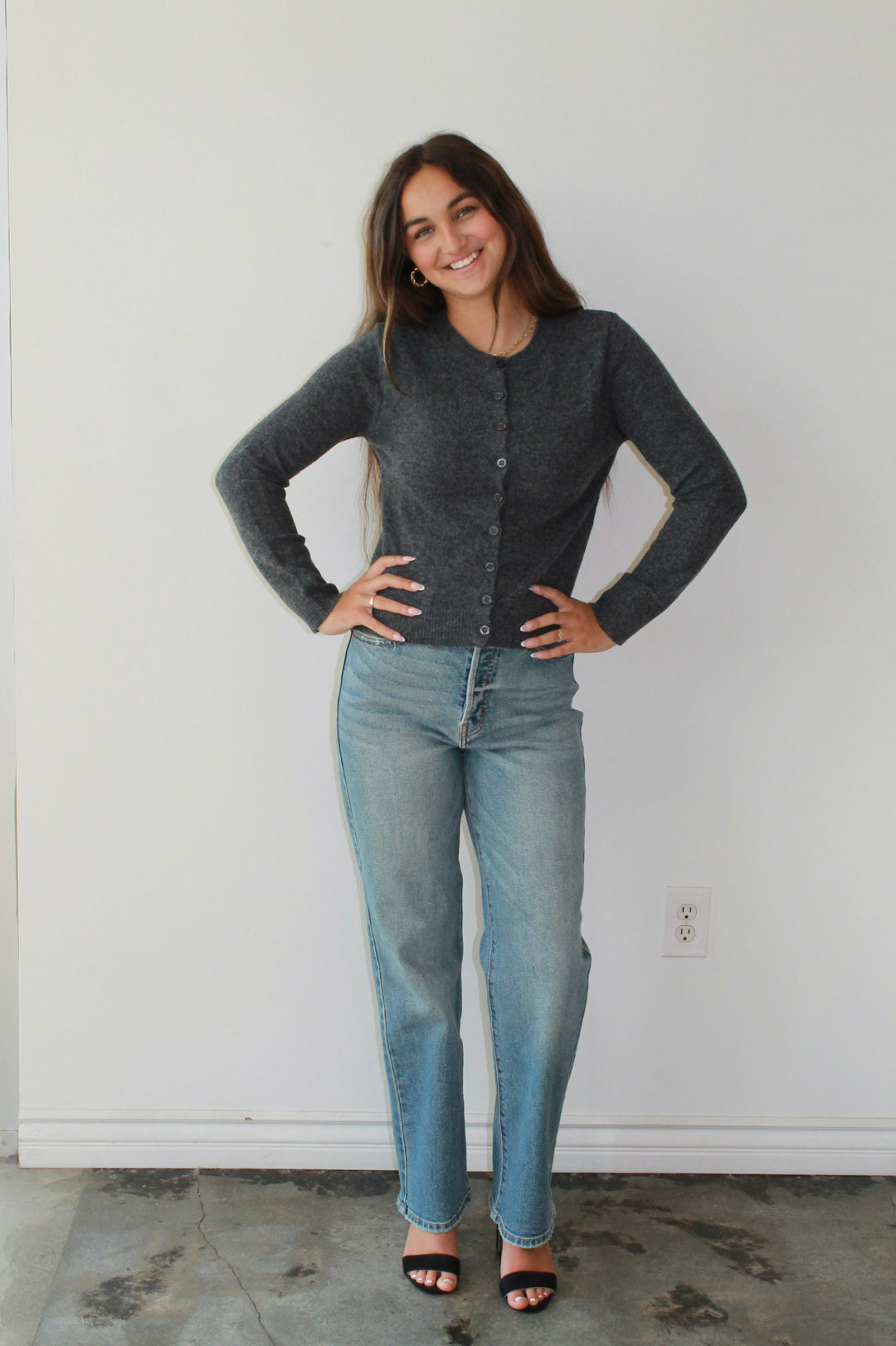 Knit Cardigan in Charcoal