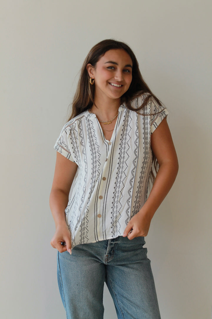 Savannah Stitch Button-Down Top