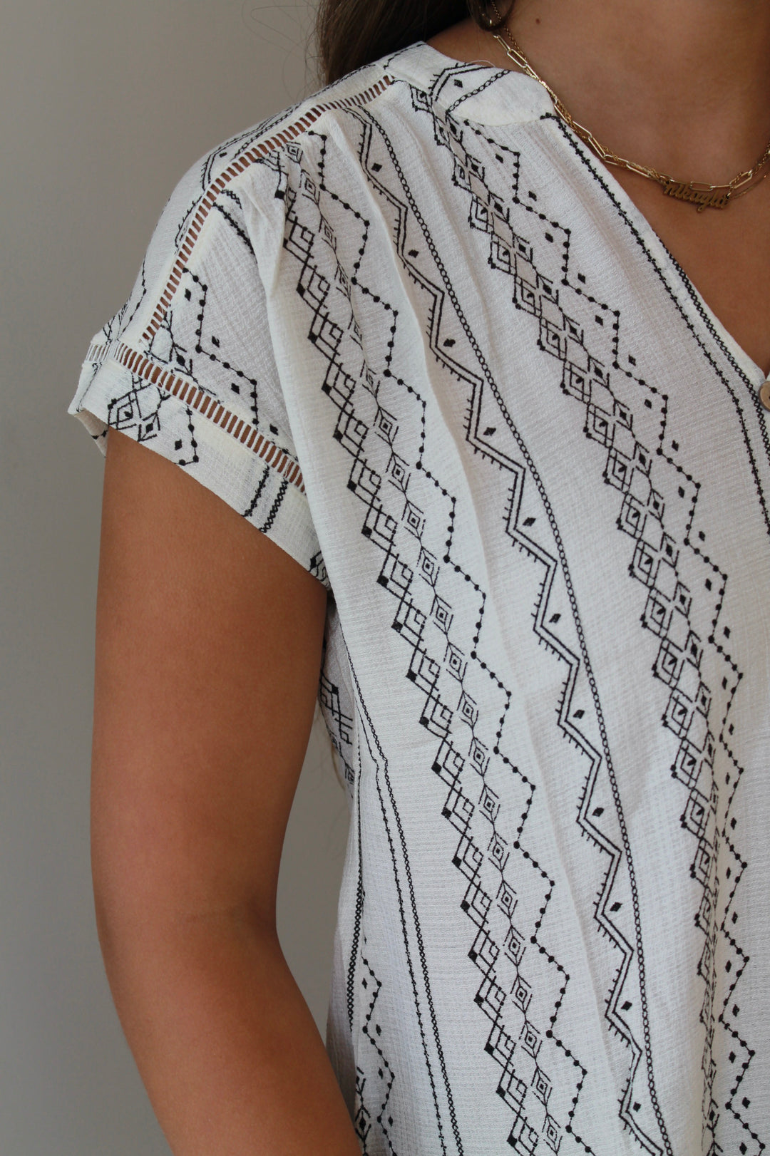 Savannah Stitch Button-Down Top