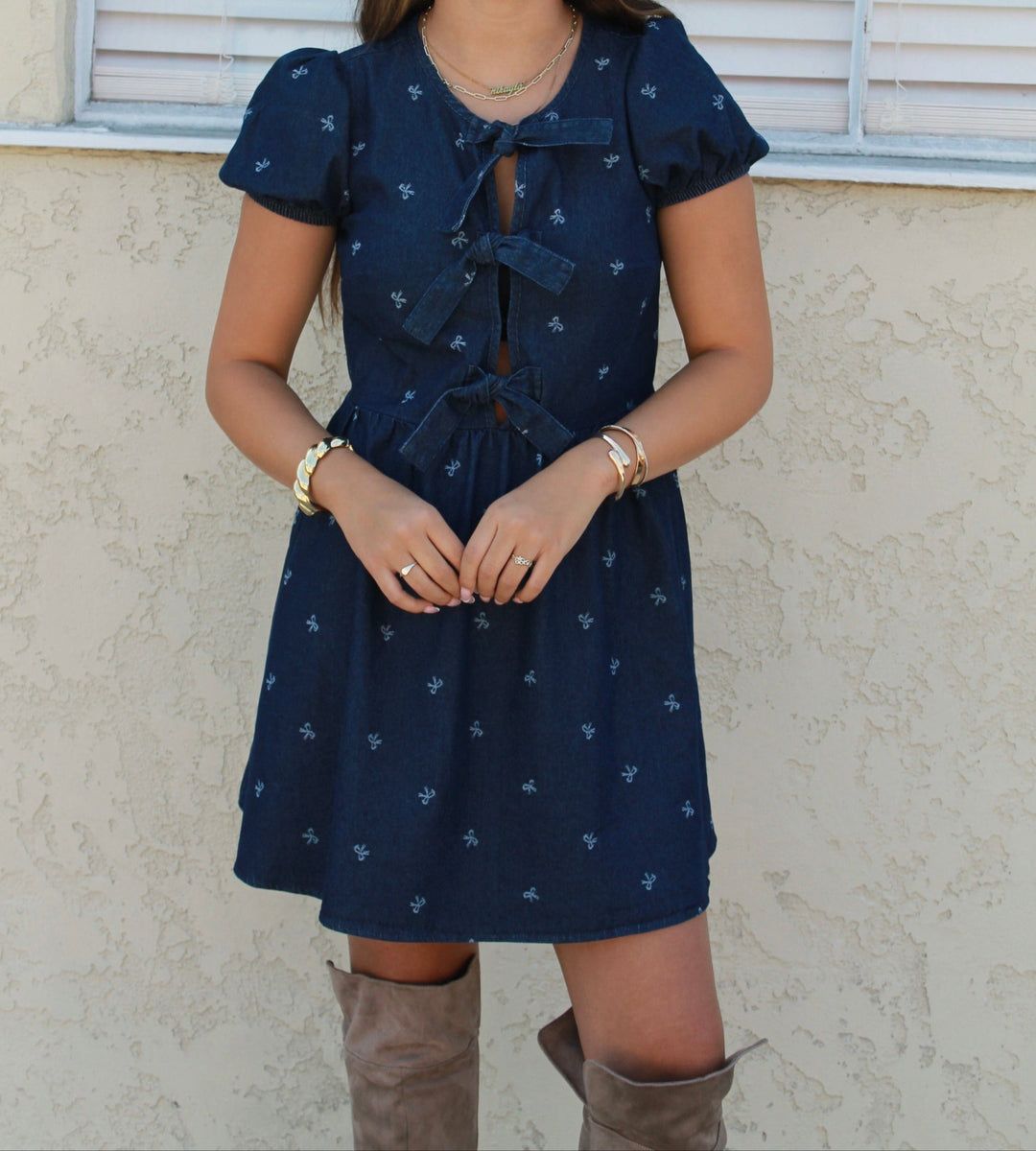 Bow's Denim Dress