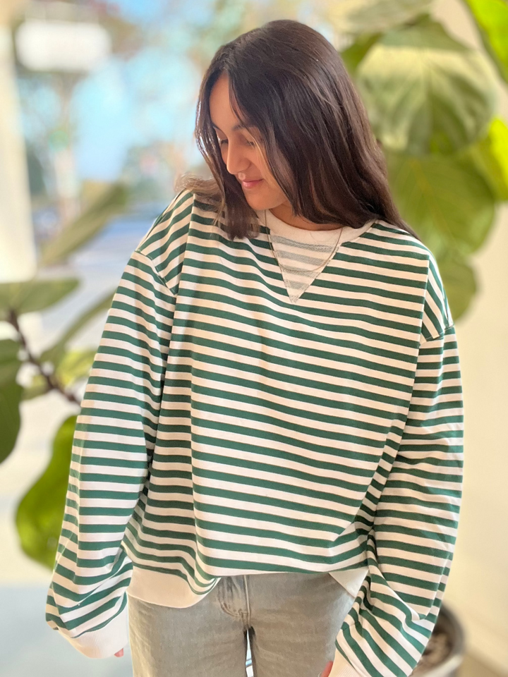 Green Stripe Sweatshirt