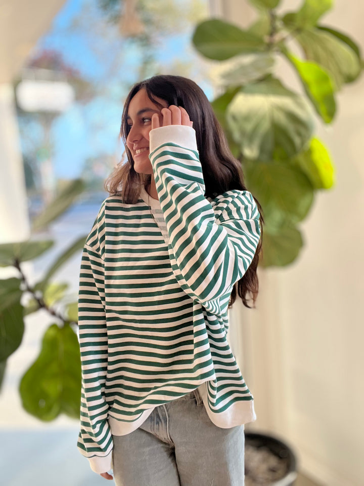 Green Stripe Sweatshirt