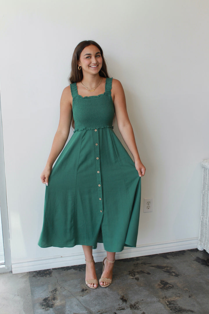 Evergreen Smocked Midi