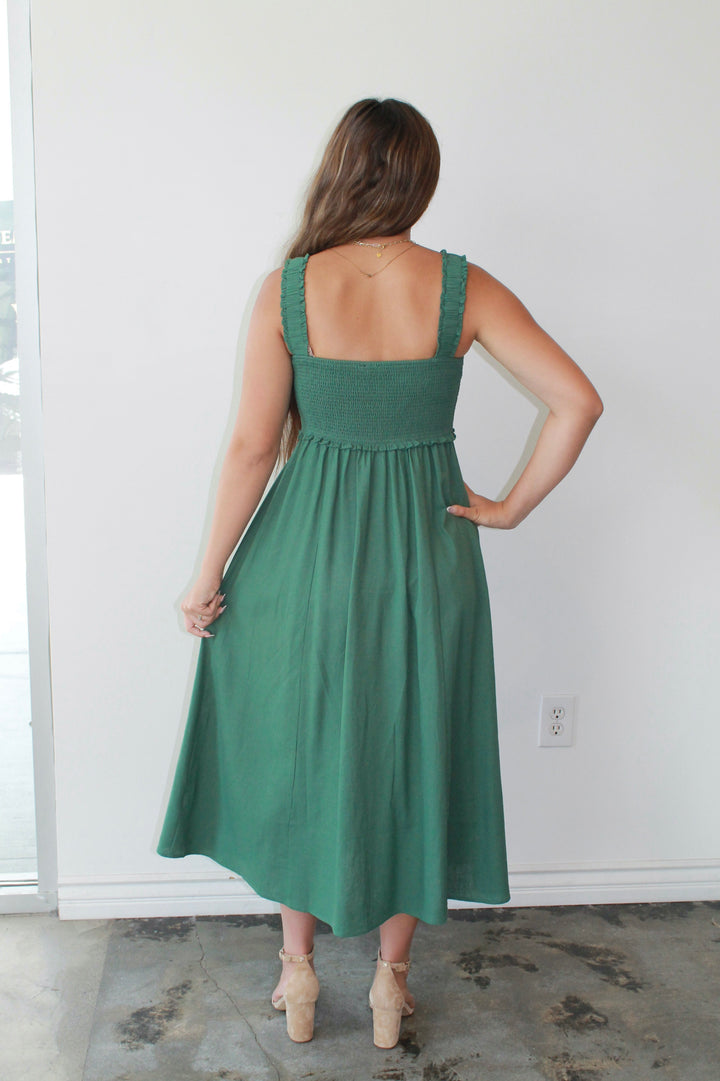 Evergreen Smocked Midi