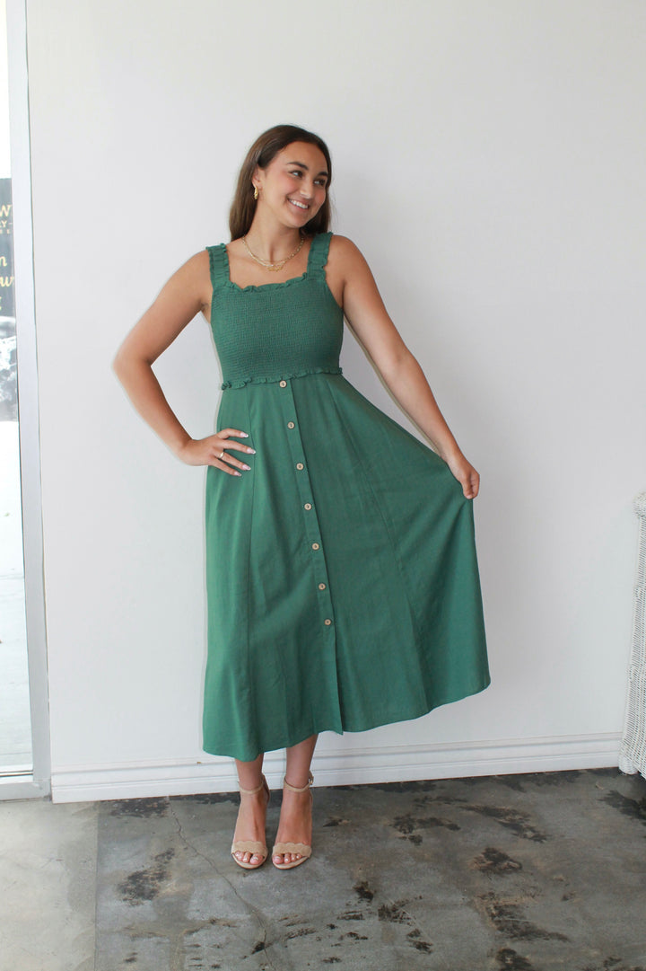Evergreen Smocked Midi