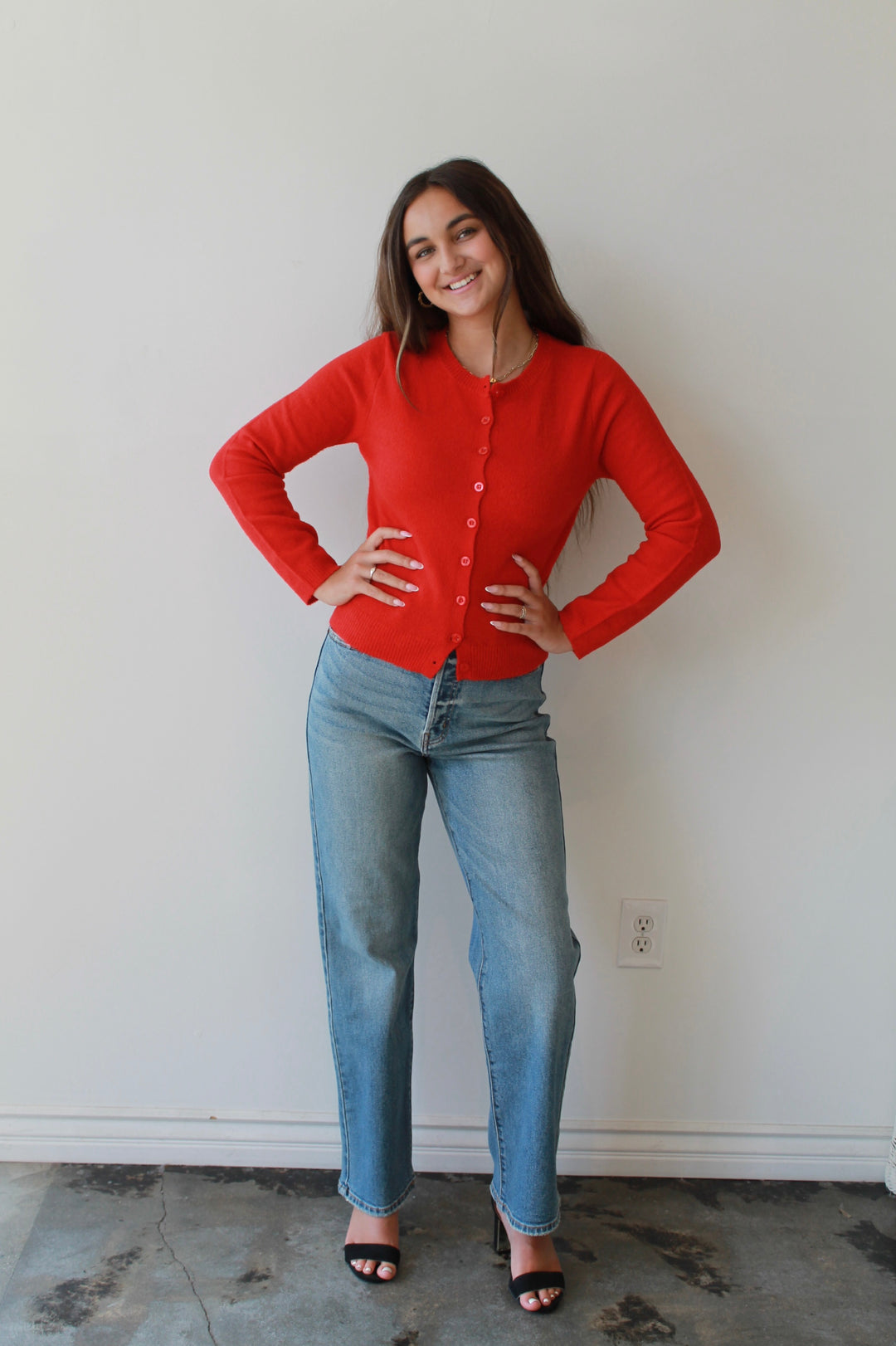 Knit Cardigan in Cherry Crush