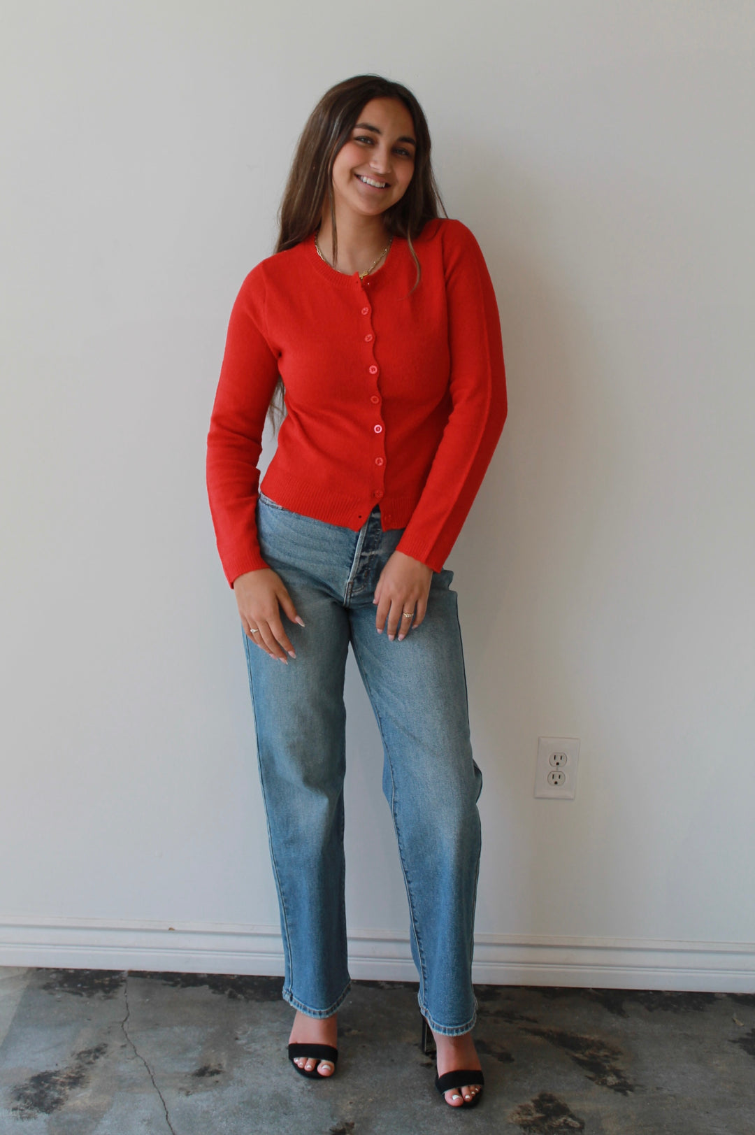 Knit Cardigan in Cherry Crush