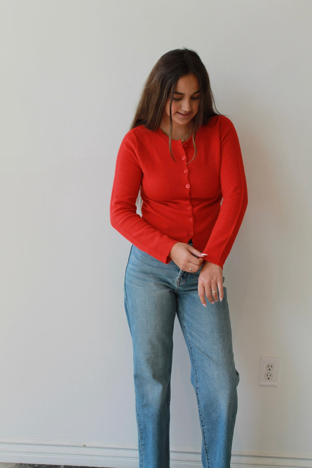 Knit Cardigan in Cherry Crush
