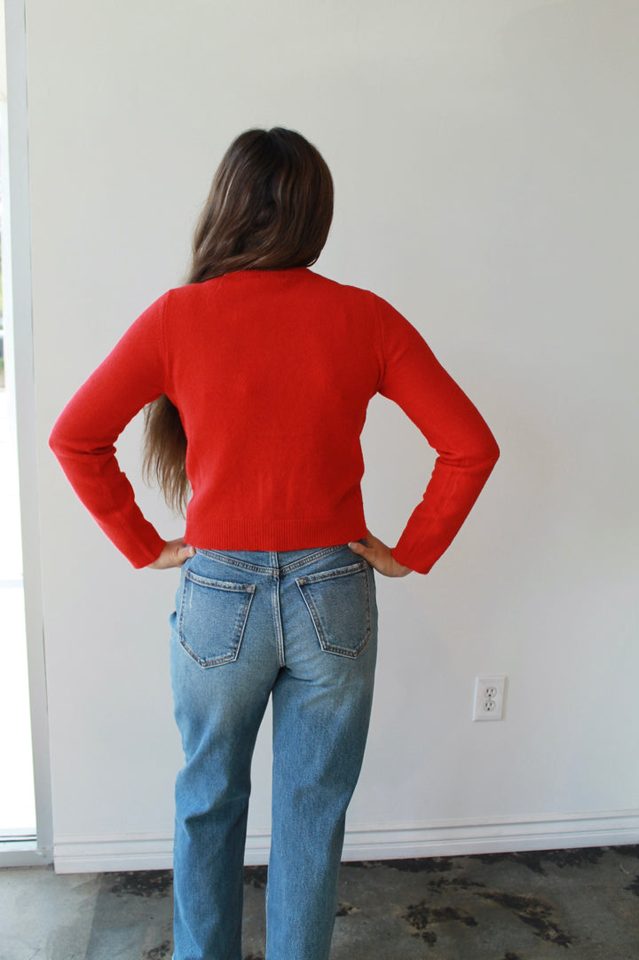 Knit Cardigan in Cherry Crush