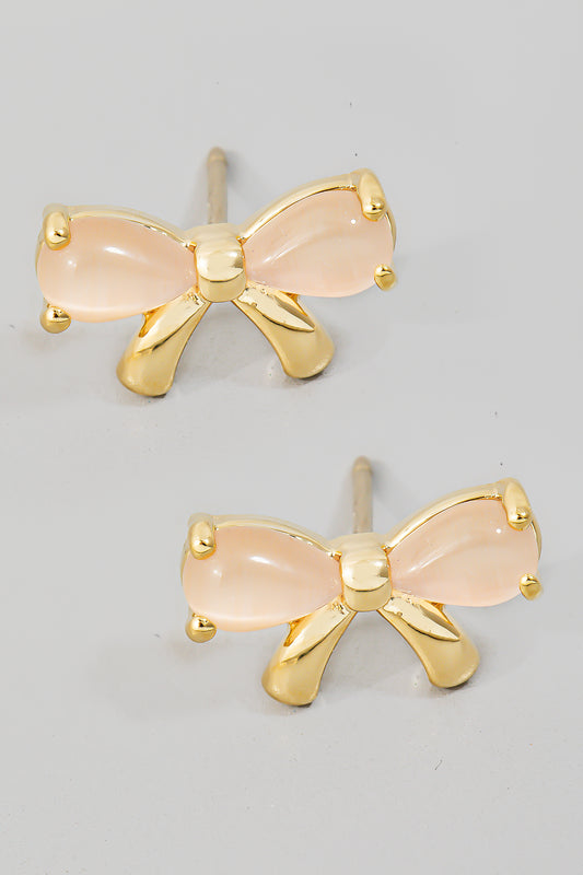 blush bow studs