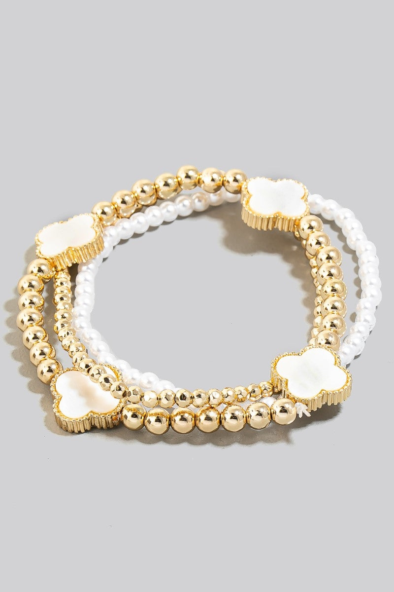 pearl and gold bracelet set