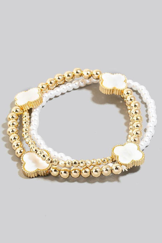 pearl and gold bracelet set